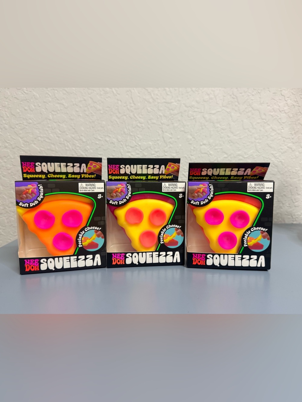 Needoh Squeezza Pizza Slice Stress Toy Bundle (3)